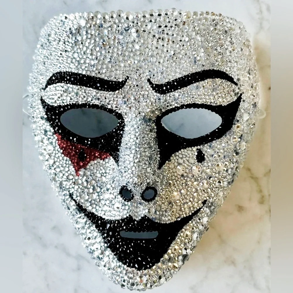 🆕Rhinestone Bedazzled Masquerade Bling Face Mask For Halloween,Mardi Grass &More